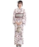 [SOUBIEN] ソウビエン 浴衣 2点 セット floro レディース (浴衣/兵児帯) フリーサイズ 紫陽花の小花よせ×茶×薄灰(ykt10148-obs10066)