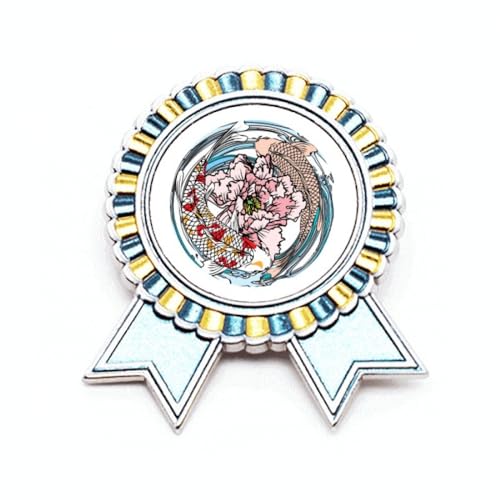 Broche carpe pivoine en métal, un bijou géométrique élégant et raffiné