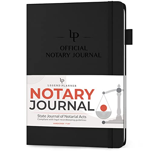 Legend Notary Journal – Libro de registro notarial de tapa dura con entradas preimpresas – Diario notario público de actos notariales – Suministros notariales – 250 entradas, páginas numeradas, 7 x 10