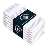 HEIRLOOM COMFORT Servilletas de cena a rayas lavanda (juego de 6), grandes, 18 x 18 pulgadas, 100 % algodón, lavables a máquina, servilletas de tela a rayas para almuerzo, cóctel, celebraciones, uso