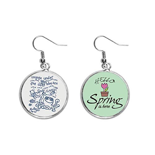 Pendientes de pulpo azul de resina con ganchos de plata para mujer en primavera
