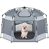 Babepai Pop Up Playpen for Babies - 55.1'Wide 36.6'Height Portable Baby Beach Tent - Indoor & Outdoor Play Yard, Foldable, Lightweight & with Travel Bag - Grey