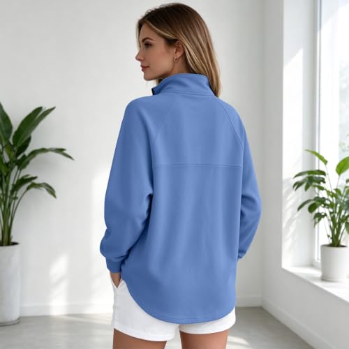 Womens Quarter Zip Sweatshirt Cozy Drop Shoulder Mockneck Fleece Pullover - image 5