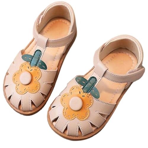 Image of WUIWUIYU Toddlers Little Girls T-Strap Hook&Loop Dress Strawberry Summer Shoes Closed Toe Carrot Sandals
