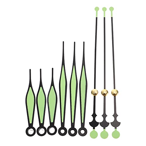 jojofuny 10 Sets Luminous Clock Hands Kit: Aluminum Glow in The Dark Quartz Clock Needles Replacement Repair Kit, Mechanism Accessories