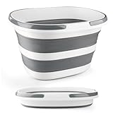 Collapsible Mop Bucket with Handle for Cleaning, 16L Silicone Folding Bucket for Windows Cleaning, Car Washing, Travel Wash, Garden Supplies Organizer, Foldable Plastic Bucket for Storage, RV Tools