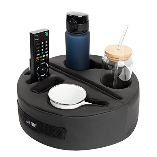 Sofa Buddy - Convenient Couch Cup Holder, Couch Caddy, Sofa Cup Holder. The Perfect Couch Accessory 99D5-Circle-leather-BLACK