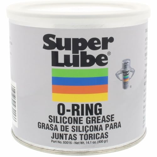 Super Lube O-Ring Silicone Grease - Non-Curing Silicone Compound - for O-Rings, Vacuum Systems & Valve Components - Heat Stable & Moisture Resistant - Translucent White - Canister - 14.1 oz (93016)