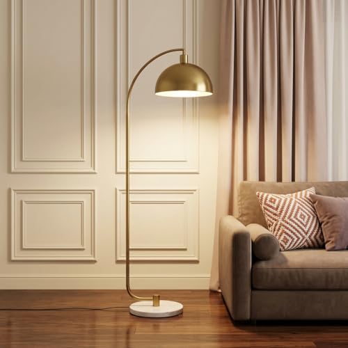 Image of Floor Lamp 3-Color CCT Warm Natural Cold White Gold Metal Arc Standing Lamp for Living Room Bedroom Home Decor E27