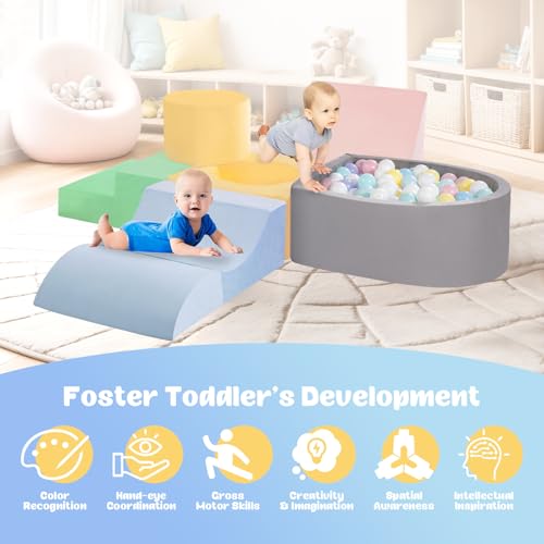 image for CAMELUS Toddler Climbing Toys Indoor, Baby Foam Climbing Blocks with B
