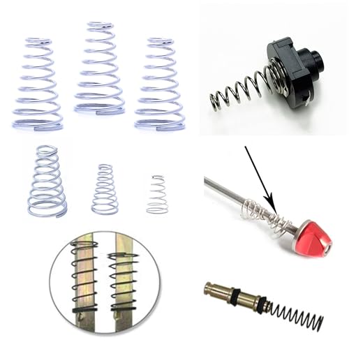 Cilky 20pcs Stainless Steel Taper Conical Compressed Spring Wire Diameter 0.3/0.5/0.7/0.8mm, Coil Tower Spring Small Spring for Battery, DIY Project. Small Springs Compression(Size:0.5x3-7x8.5mm)