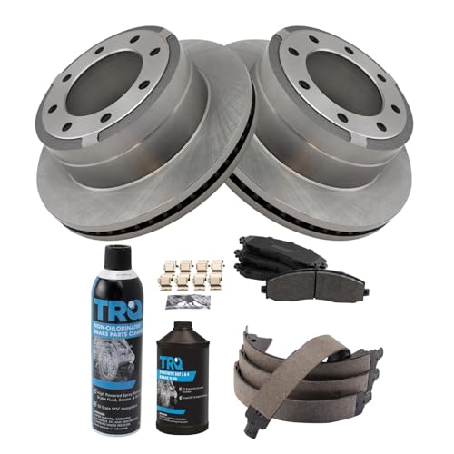 Image of TRQ Rear Brake Pad & Rotor Kit Semi-Metallic Compatible with 2013-2021 Ford F-250 Super Duty F-350 Super Duty