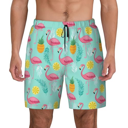 Short de bain homme imprimé flamant rose séchage rapide contre les irritations de plage