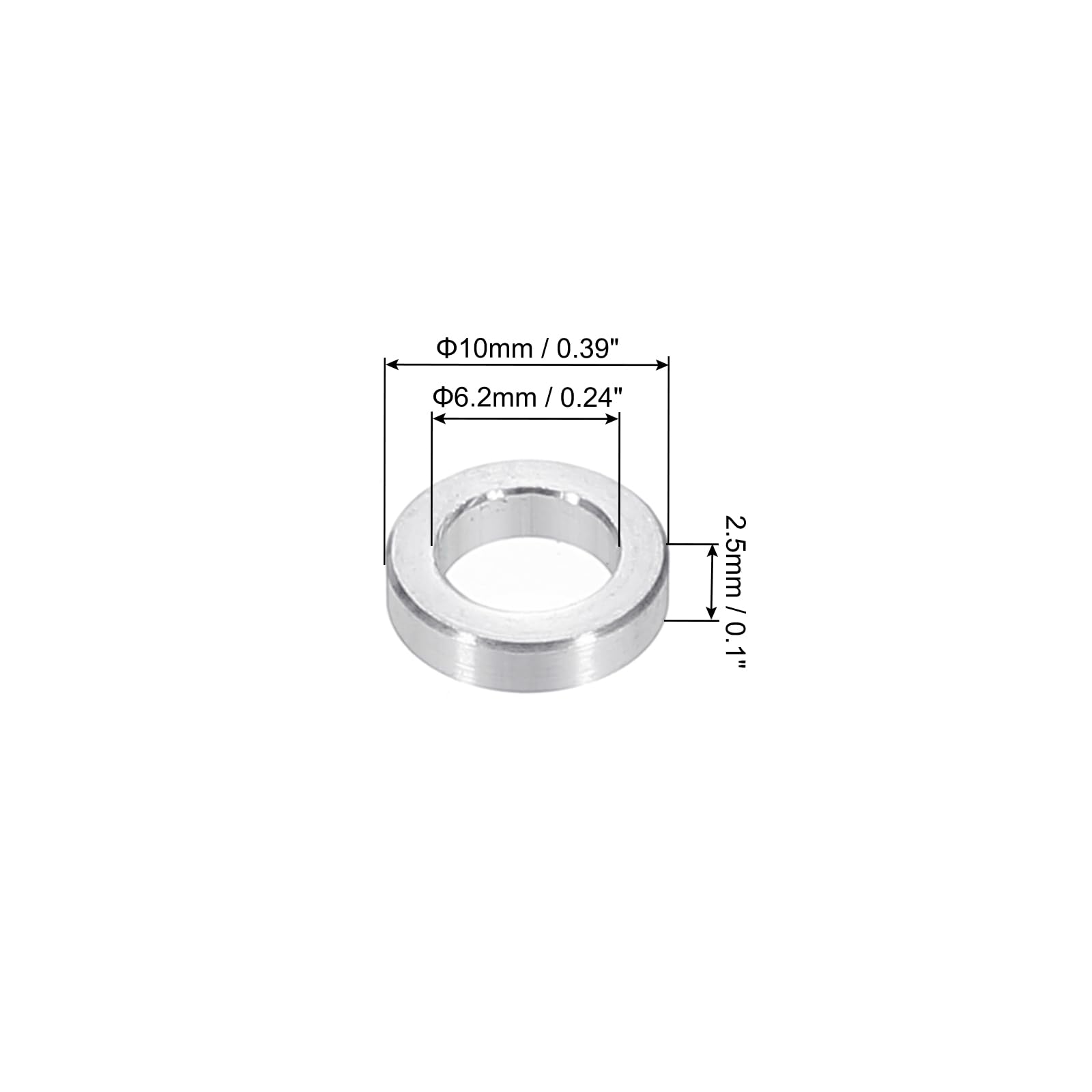PATIKIL M6 Aluminum Spacers, 12pcs 1/4" x 3/8" Round Metal Spacers for 1/4 or M6 Screw Bolts - Image 2