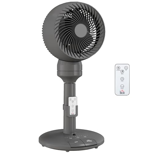 HOMCOM Standing Fan for Bedroom, 28" Pedestal Fan with Remote, 70° Oscillating, 90° Vertical Tilt, 3 Speeds, Adjustable Height, 7H Timer, Foot Button, Grey