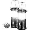 Etekcity Lantern Camping Essentials Lights, Led Flashlight for Power Outages, Battery Operated Lamp for Emergencies, Survival Gear, Hurricane Preparedness Items, Water Resistant, 2 Pack, Black