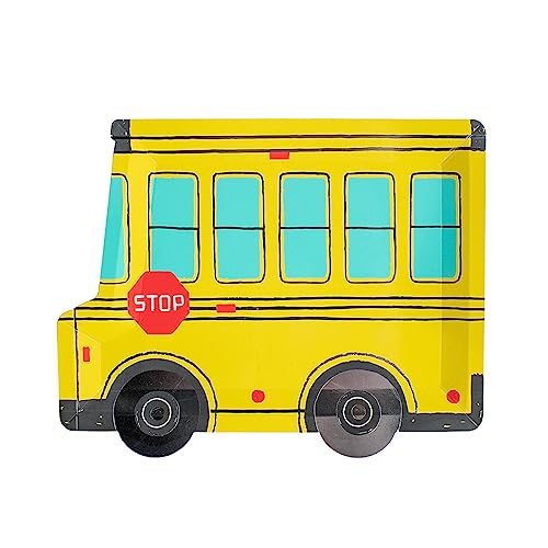 Daydream Society School Days - Large Party Plate - Bus Shaped Paper Plate - Pack of 8 Plates - For Parties, Back to School, and more