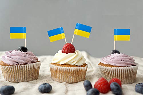 Drapeaux ukrainiens pour cupcakes JBCD lot de 200 mini pics décoratifs