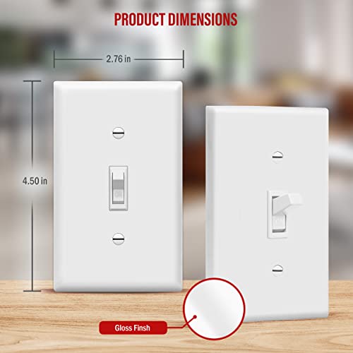 ENERLITES Toggle Light Wall Plate Bundle, Single Pole Electrical Switch, 15A 120-277V, Grounding Screw, Residential Grade, UL Listed, 88115-WWP-10PCS, White, 10 Pack by ENERLITES - Image 4
