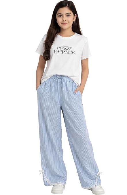 KANZUL -FASHION PASSION Kids Two Piece Set Printed T-Shirt with Striped Wide Leg Pants I Girl Sleepwear | Night Suit, Nigh... - Review, Price and Buying Guide