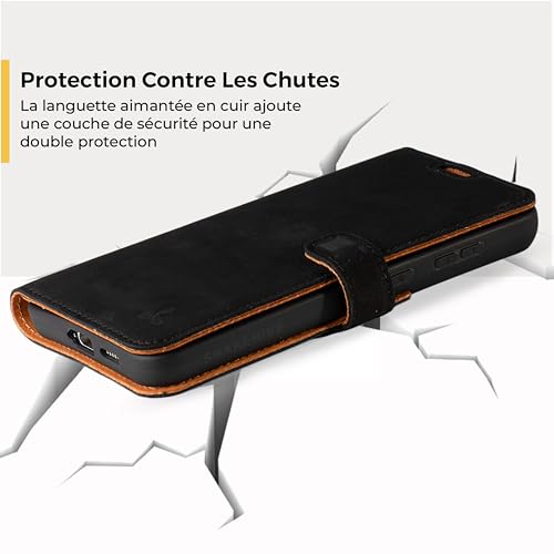 Coque Samsung S24 Plus Snakehive en cuir véritable noir au style vintage unique - 3
