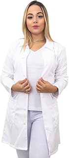 Jaleco Feminino Branco Básico Gola Italiana com bolsos Tecido Gabardine hospitalar profissional tamanho:M;cor:Branco