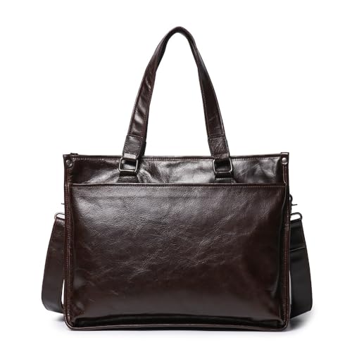 Maletín de negocios de cuero para hombre con compartimento acolchado para portátil de 15" 1