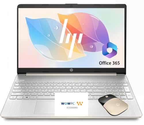 Image of HP 15.6 inch Business & Student Laptop, 16GB RAM, 512GB SSD, Microsoft 365, AMD High Performance Processor, Windows 11, Thin & Lightweight, Mouse & Sleeve Included, Pale Gold