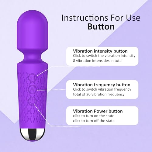 Image of Handheld Cordless Mini Massager, Powerful Quiet with Waterproof, 20 Modes & 8 Speeds Vibration Wand for Back Neck Shoulders, Muscle Soreness Relief & Recovery (Purple)