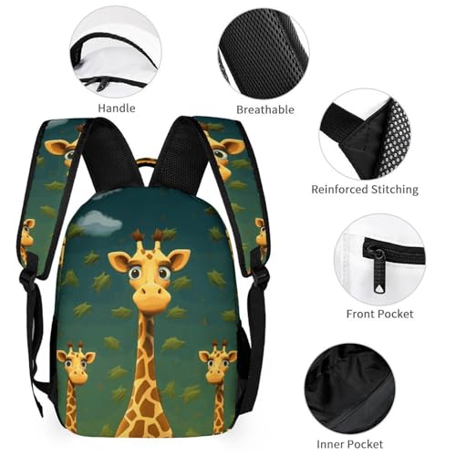 Cartoon Giraffe Backpack Set Lightweight Bag Lunch Box Pencil Bags for Women Men Bookbags 3 in 13