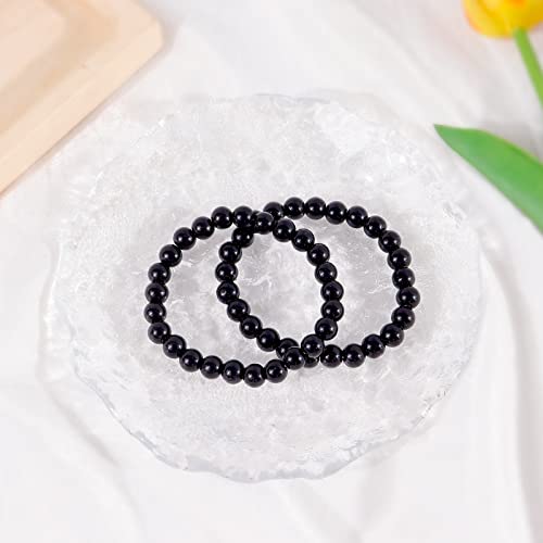 Choice of All 2 Pieces Shungite Stone Bracelet - Black Beaded Crystal Stretchy Bracelets for Men Women4