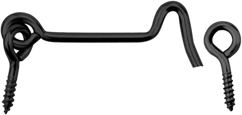 8 Pack 2.5-Inch Swivel Cabin Hook and Eye Latch – Carbon Steel Door and Window Lock with Mounting Screws, Rust-Resistant for Gate, Closet, Shed, Cabinet (Black)