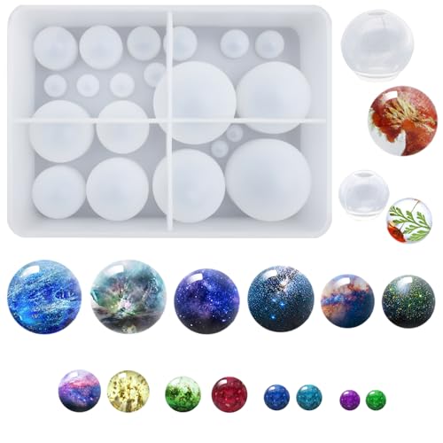 AFUNTA Lot de 3 moules ronds en résine époxy anti-adhésif pour bijoux, savon, bougie, fleurs