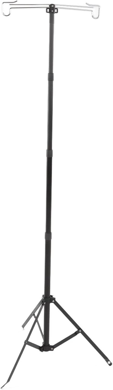 Camping Lamp Pole Camping Lamp Stand Hook Collapasible Light Stand Holder Camping Lantern Stand Portable Aluminium Alloy with Double Hook Ground Nails Camping Lamp Holder for Outdoor