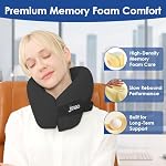 Travel Pillow Memory Foam Neck Pillow for Airplanes | Adjustable Neck Support | Eye Mask, Earplugs & Storage Box | Flights, Road Trips, Car, Train & Home Use