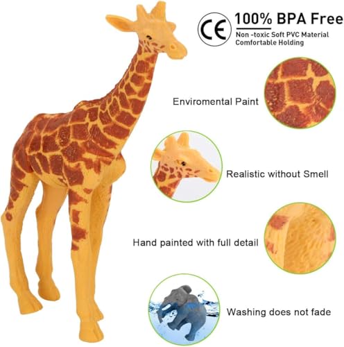 Image of Big Size Forest Animals Toy set | 12PCS Jungle Animal Action Figures for Kids Boys & Girls Wildlife Realistic Zoo Creatures Model Figurine | Farm Animal Toys Playset Birthday Gift for Children