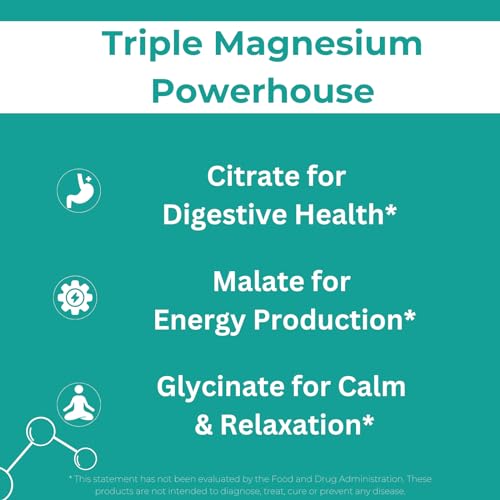 Image of Magnesium Complex Supplement (Glycinate, Citrate & Malate) - 180 Capsules (90 Day Supply) - 300mg Magnesium per Serving - Vegan