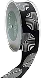 May Arts 1-1/2-Inch Wide Ribbon, Black Grosgrain with White Circles