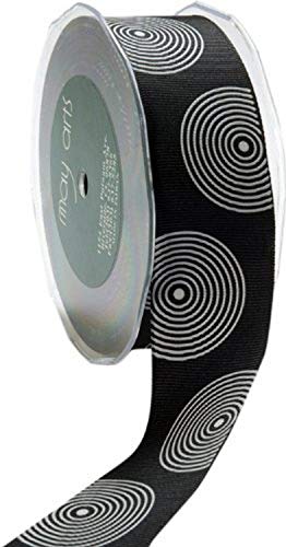 May Arts 1-1/2-Inch Wide Ribbon, Black Grosgrain with White Circles