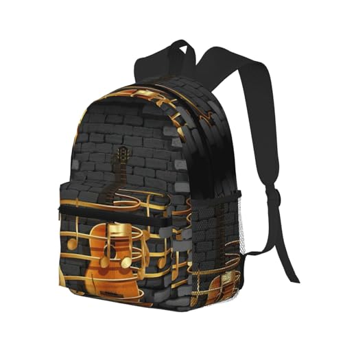 Sac à dos ordinateur avec imprimé guitare noir polyvalent taille unique - 2
