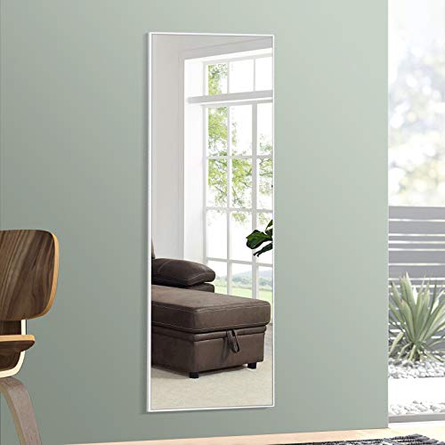 Image of NeuType Full Length Hanging Floor Mirror with Standing Holder Bedroom /Locker Room (White)