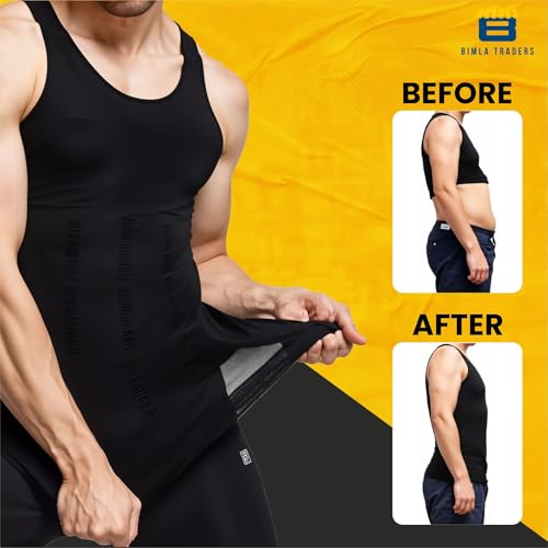 Image of Men's Slimming Body Shaper Vest | Compression Tummy Tucker for Belly Fat | Stretchable Abs Slimmer Tank Top | Corset for Gym, Workout & Weight Loss Fitness