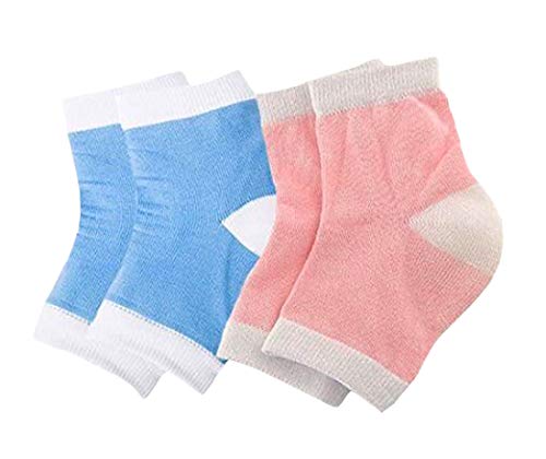 CTKcom Moisturising Heel Socks for Dry Hard Cracked Skin Moisturising Open Toe Comfy Recovery Socks- One Size Fits Most,Padded Comfort to Help with Arthritis and Foot and Heel Pain 2 Pairs (Blue&Pink)