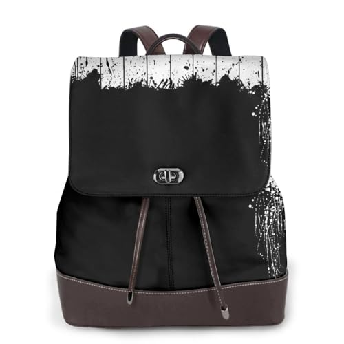 Sac à dos en cuir noir imprimé piano pour ordinateur portable et voyage femme