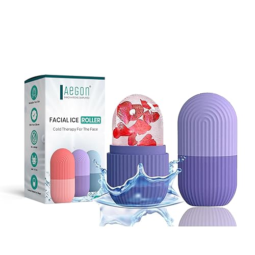 Aegon Ice Roller for Face | Ice Roller for Face Massager | Face Ice Roller for Men & Women | Ice Cube Roller for Glowing Skin & Puffy Eyes | Reusable & Unbreakable (Purple)
