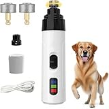Electric Dog Nail Grinder - USB Rechargeable Electric Nail Trimmer with 3 Diamond Grinding Heads for Small to Large Dogs & Cats
