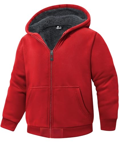 Image of V VALANCH Boys Hoodie Zip Up Fleece Lined Jacket Warm Sherpa Hooded Sweatshirts for Boys Girls 6-15 Years