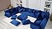 Velvet Royal Blue Color U Shaped Floor Seating, Velvet Floor Sofa, Velvet Floor Couch, Sectional Sofas, Velvet Floor Cushion, Bench Cushion (U Sofa Only)