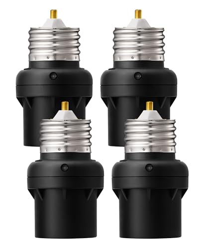 DEWENWILS Light Sensor Socket, E26/E27 Light Socket Adapter, 360° Sensor Rotation, Dusk to Dawn Light Bulb Sockets for Porch Light, Wall Light, Compatible with LED/INC/CFL/Halogen Bulbs, 4 Pack