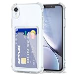 Svanove for iPhone XR Case Wallet Clear, Card Holder Case with Credit Card Slot, Thin Slim Transparent Silicone Grip Soft Rubber Protective Shockproof Airbag Bumper for Women, Clear